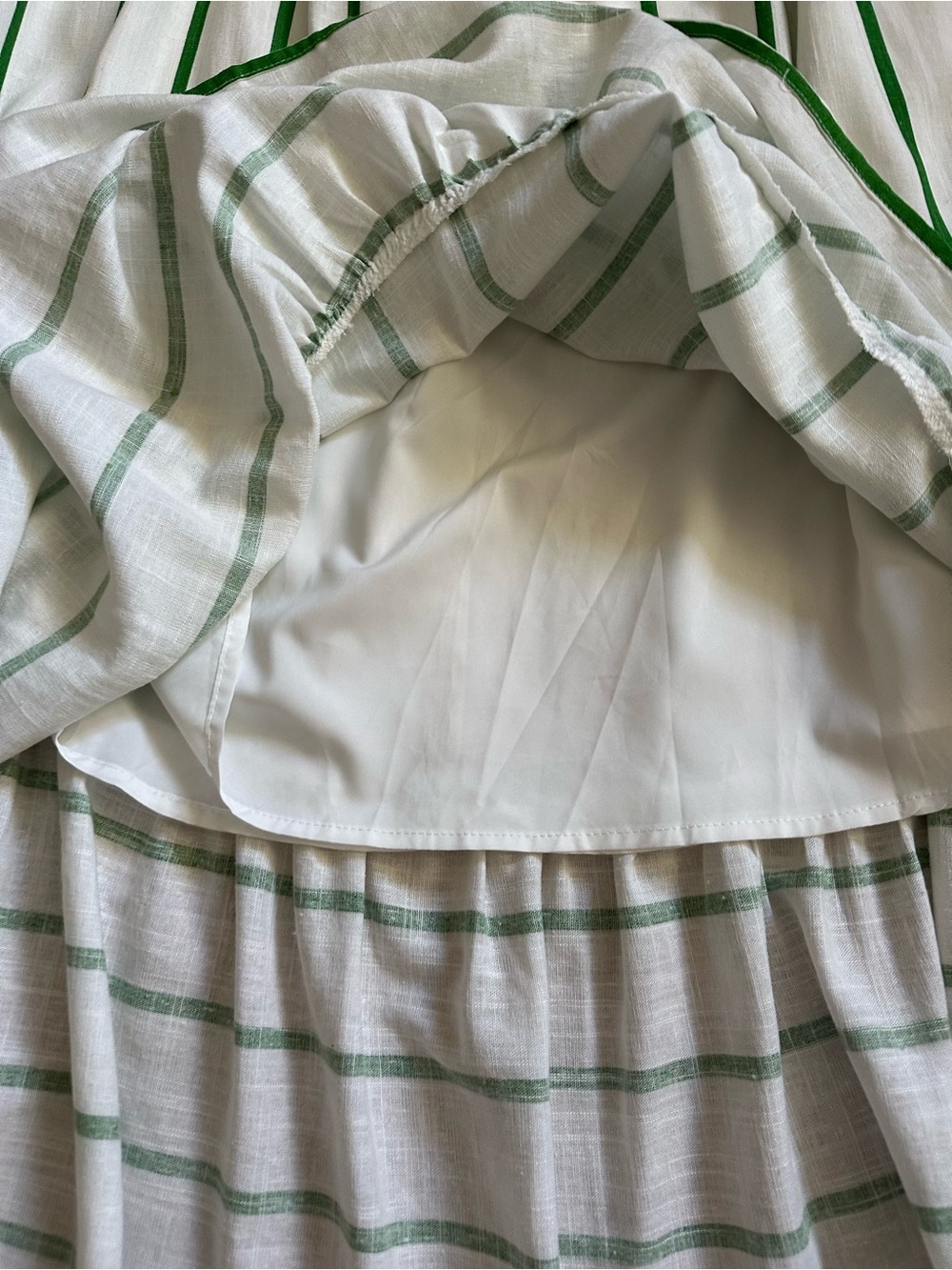 By the River White Green Stripe Maxi Dress M Open Back - Picture 8 of 14